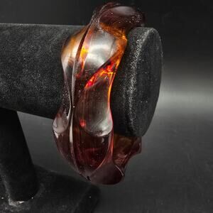 West Germany Root Beer Lucite Bangle Bracelet Vintage Costume Jewelry